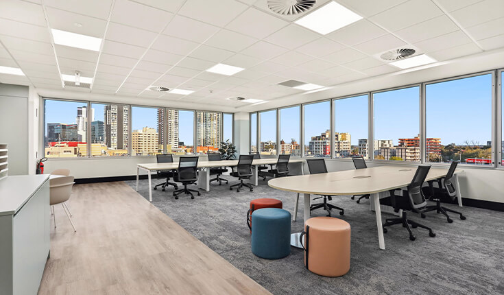 Open-plan office space at 33 Argyle Street with workstations in Australia