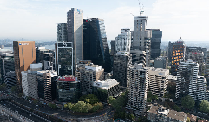 Sydney Harbour and North Sydney skyline with bridge and waterfront views