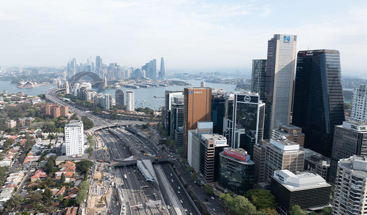 Sydney Harbour and CBD view from 165 Walker Street in North Sydney