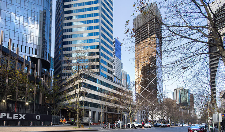 350 Queen Street office tower in Melbourne CBD with modern glass facade