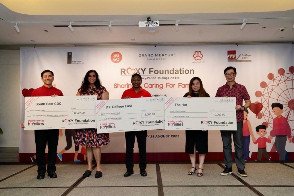 Roxy Foundation presenting donations to community organisations in Singapore